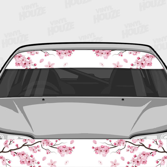Sakura Cherry Blossom - White Sunvisor Windshield Banner
