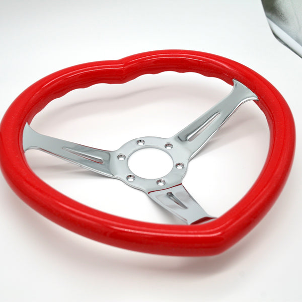 JDM Heart Shaped Racing Steering Wheel Universal Car ABS Steer Wheel Anime Kawaii Cute Car Accessories - VINYL HOUZE