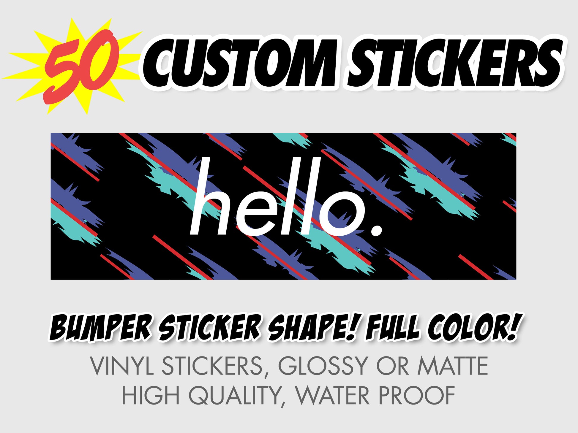 50 Custom Bumper Stickers - VINYL HOUZE